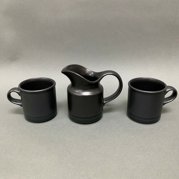 Pfaltzgraff Midnight Sun Black Creamer and 2 Cups Lot of 3 - Picture 1 of 8